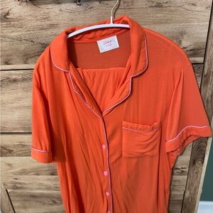 In My Sundays Orange Button-Up Pajama Set